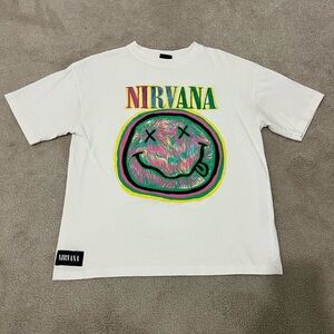 Zara Nirvana White Graphic Tee